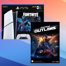 Konsola PlayStation 5 Slim Digital 1TB Fortnite Cobalt + plakat Star Wars Outlaws za 1622,69 zł w Media Markt